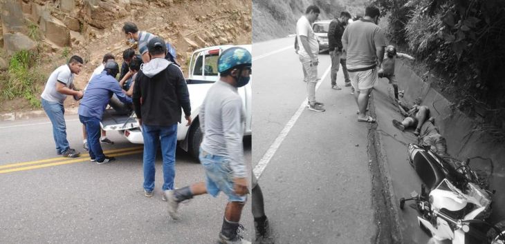 Bellavista: Dos trabajadores de la Municipalidad Provincial de Huallaga resultaron gravemente heridos tras despiste de motocicleta en la carretera FBT