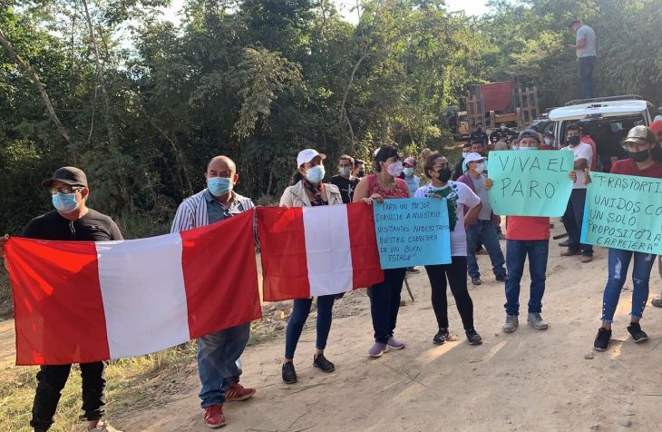  Transportistas que cubren la ruta Sauce – Tarapoto, acatan un paro de 24 horas
