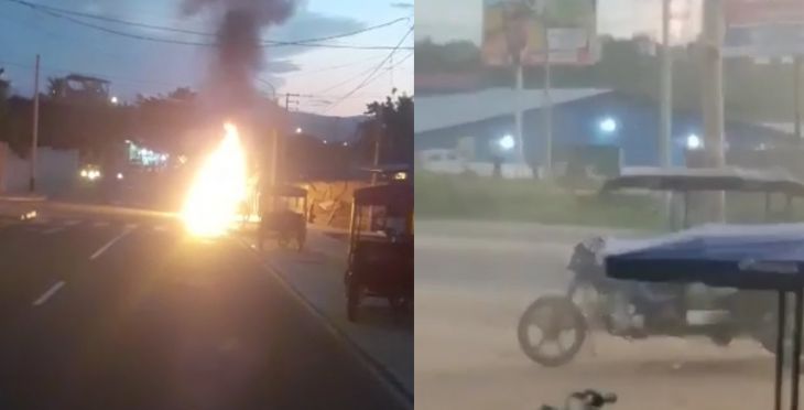  Barristas siguen ocasionando disturbios, esta vez incendiaron dos trimóviles, uno en Morales y otro en 3 de Octubre, en la ruta hacia Juan Guerra