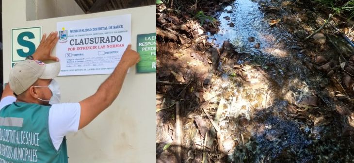  Por contaminar el lago Sauce y quebrada Cachiyacu, municipalidad cierra temporalmente por 30 días hotel y restaurante Rústica
