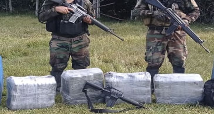  150 kilos de droga y un fusil automático incautó la Dirandro en un operativo en medio de una balacera con narcotraficantes en el Bajo Huallaga