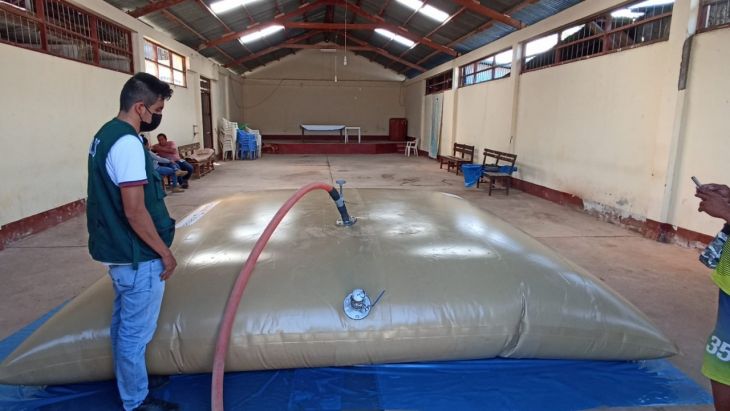  Por emergencia, para dotar de agua a las localidades de Leoncio Prado y Mariscal Castilla en el distrito de Tingo de Ponasa, entregan dos tanques flexibles