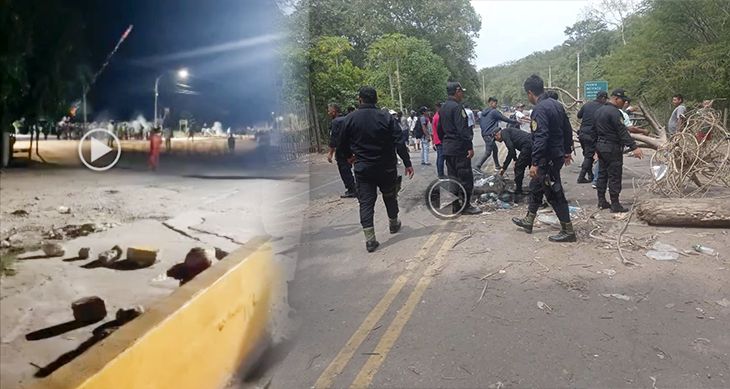  Policía Nacional lanzó gases lacrimógenos en La Banda de Shilcayo para recuperar carretera FBT