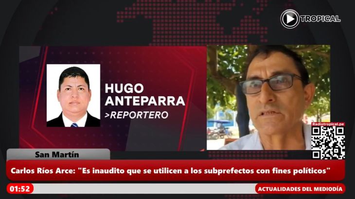  Carlos Ríos Arce expresa preocupación por presunta presión política a subprefectos